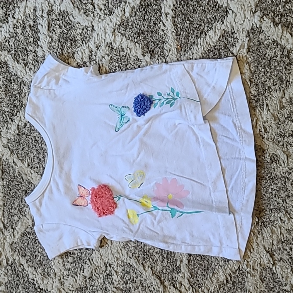 10 for $25 -Carter's Girls 9m Butterflies & Flowers Short Sleeve High-Low Shirt